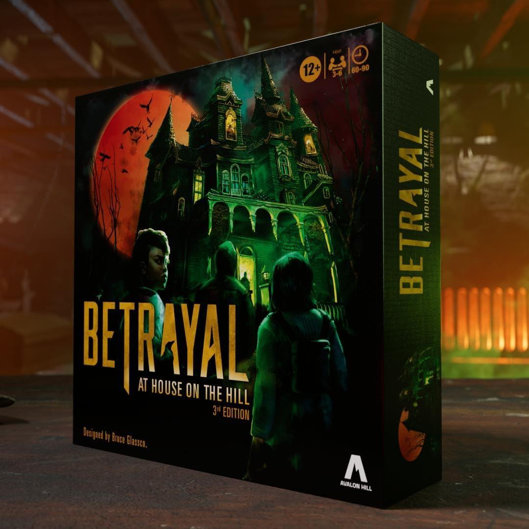 imageAvalon Hill Hasbro Gaming Betrayal at The House on The Hill 3rd Edition Cooperative Board GameAges 12 and Up36 Players50 Chilling ScenariosBetrayal at House on the Hill