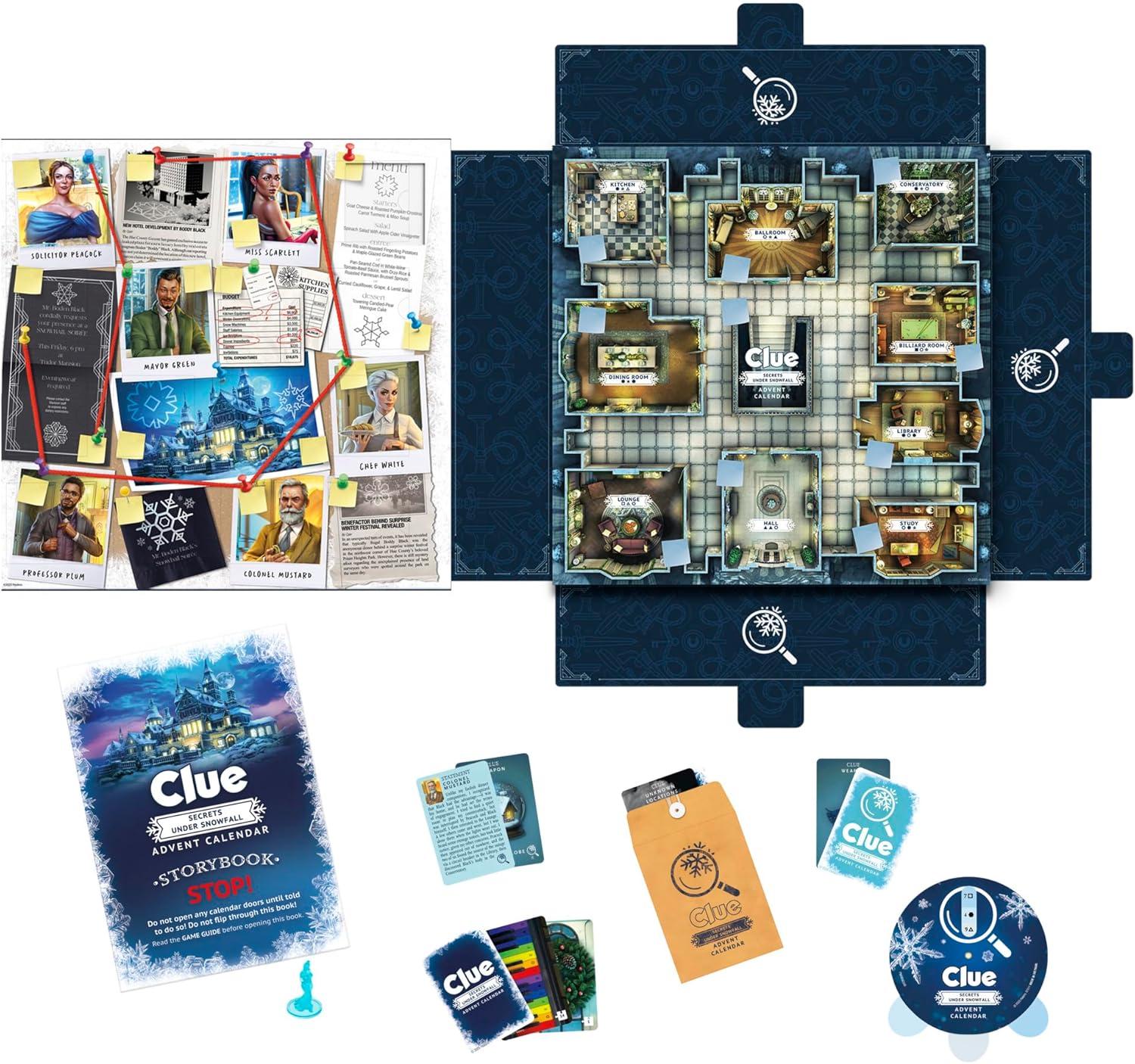 imageClue Advent Calendar Secrets Under Snowfall 24 Days Family Mystery Games with 6 WinterThemed Tokens and Surprise Ages 10 1 Players