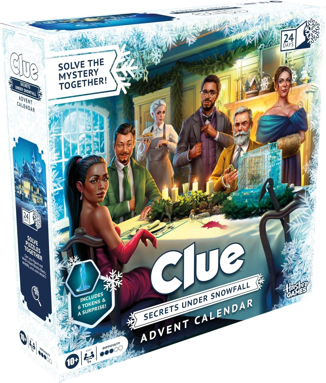 imageClue Advent Calendar Secrets Under Snowfall 24 Days Family Mystery Games with 6 WinterThemed Tokens and Surprise Ages 10 1 Players