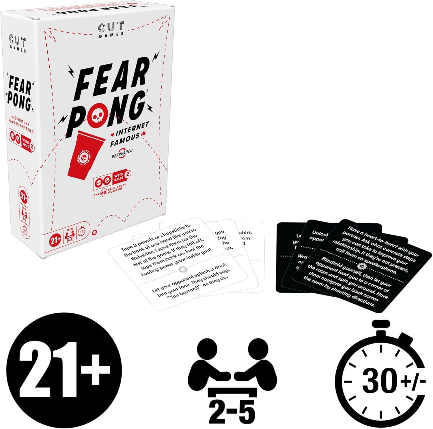 imageFear Pong Adult Party Game by Cut Internet Famous Extreme Pong Game with Wild Dares Ages 21 28 Players 30 Mins