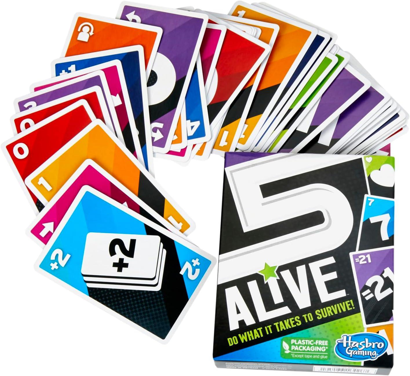 imageHasbro Gaming 5 Alive Card Game FastPaced Game for Kids and Families Easy to Learn 2 to 6 Players Fun Summer Activities Vacation Travel Essentials Ages 8