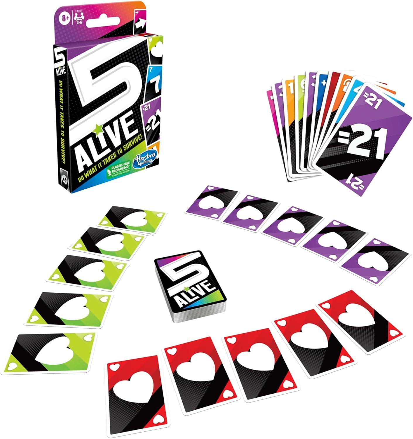 imageHasbro Gaming 5 Alive Card Game FastPaced Game for Kids and Families Easy to Learn 2 to 6 Players Fun Summer Activities Vacation Travel Essentials Ages 8