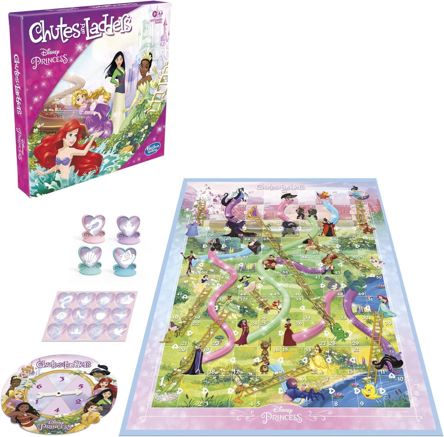 imageHasbro Gaming Chutes and Ladders Disney Princess Edition Board Game for Kids Ages 3 and Up Preschool Game for 24 Players Amazon ExclusiveBoard Game