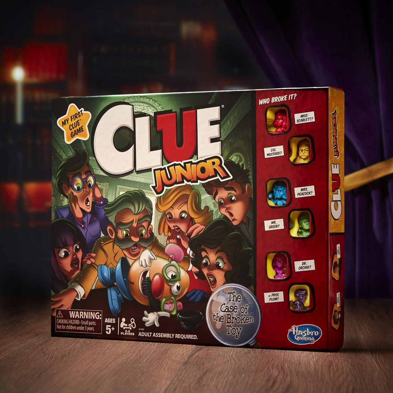imageHasbro Gaming Clue Junior Board Game for Kids Ages 5 and Up Case of The Broken Toy Classic Mystery Game for 26 Players