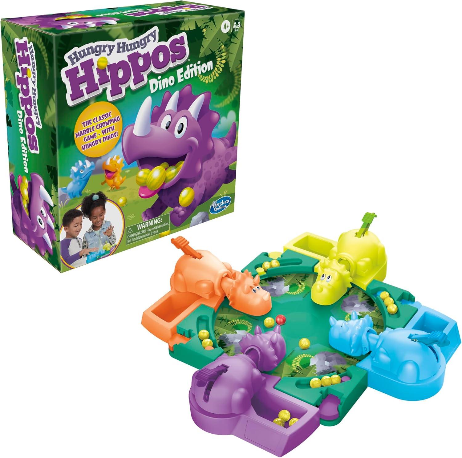 imageHasbro Gaming Hungry Hungry Hippos Dino Edition Board Game PreSchool Game for Ages 4 and Up for 2 to 4 Players Amazon ExclusiveBoard Game