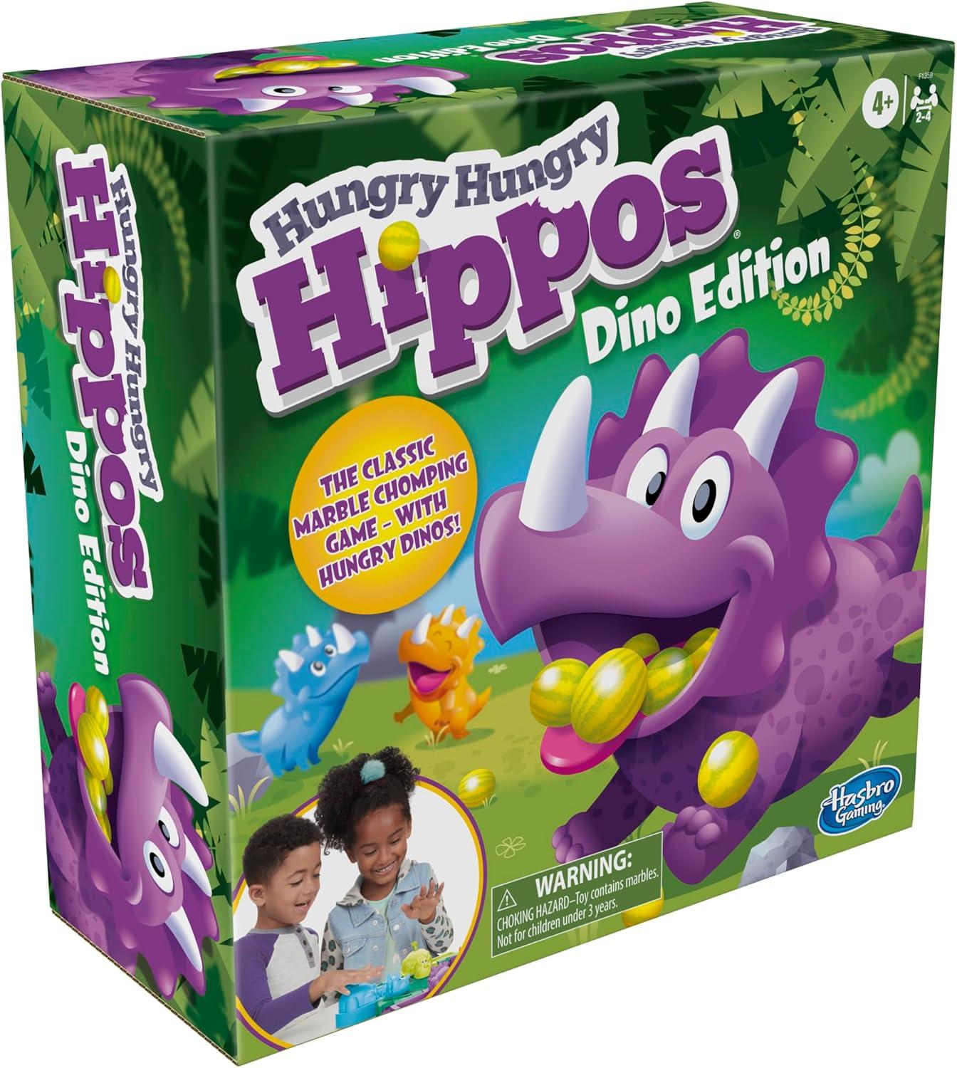 imageHasbro Gaming Hungry Hungry Hippos Dino Edition Board Game PreSchool Game for Ages 4 and Up for 2 to 4 Players Amazon ExclusiveBoard Game