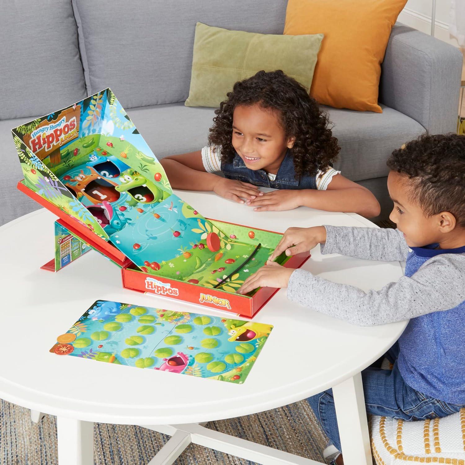 imageHasbro Gaming Hungry Hungry Hippos Junior Board Game 2in1 Game for Preschoolers and Kids Ages 3 and Up 2 to 4 Players Counting and Numbers Games