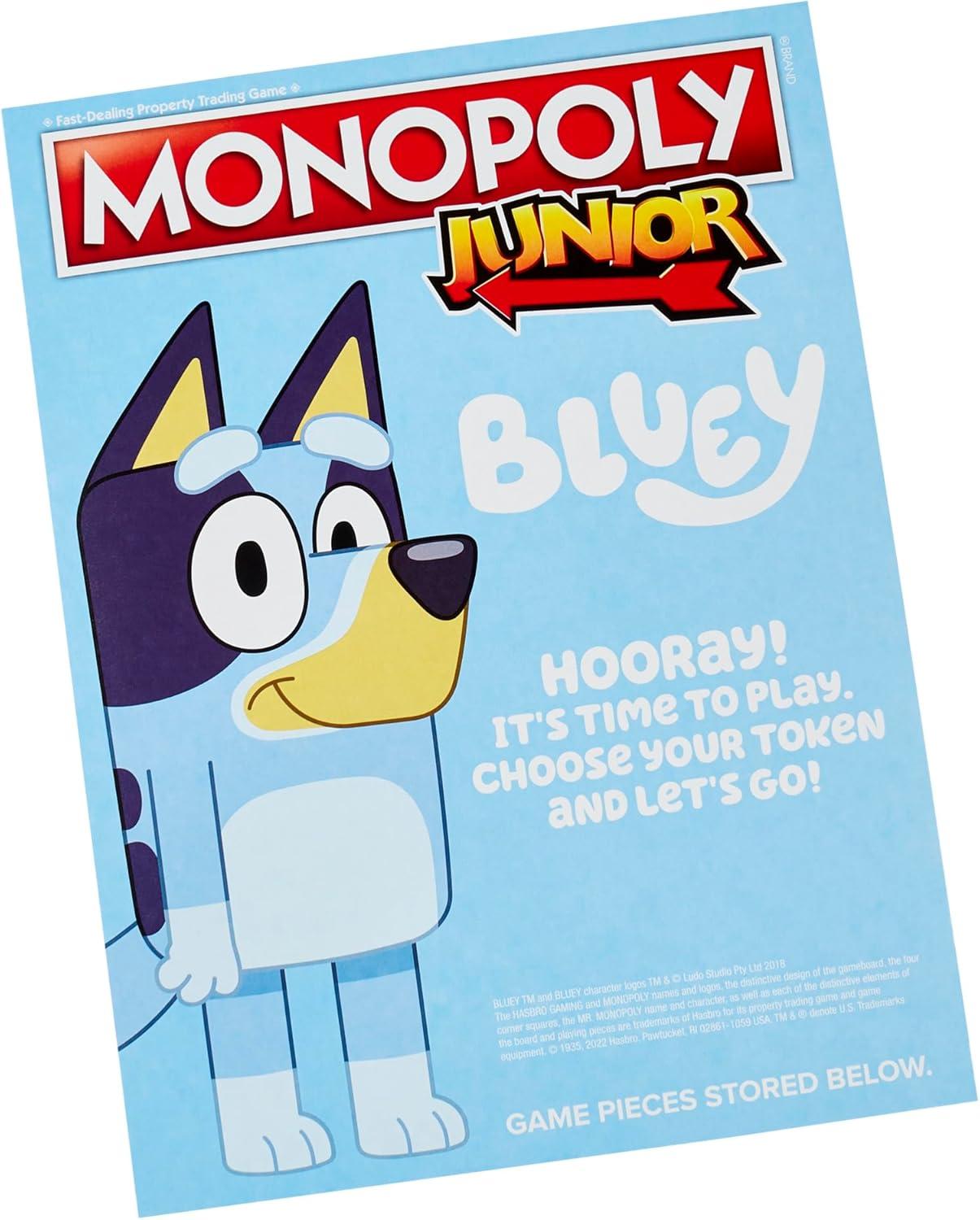 imageHasbro Gaming Monopoly Junior Bluey Edition Board Game Kids Play as Bluey Bingo Mum ampamp Dad for Girls ampamp Boys Ages 5 Amazon Exclusive