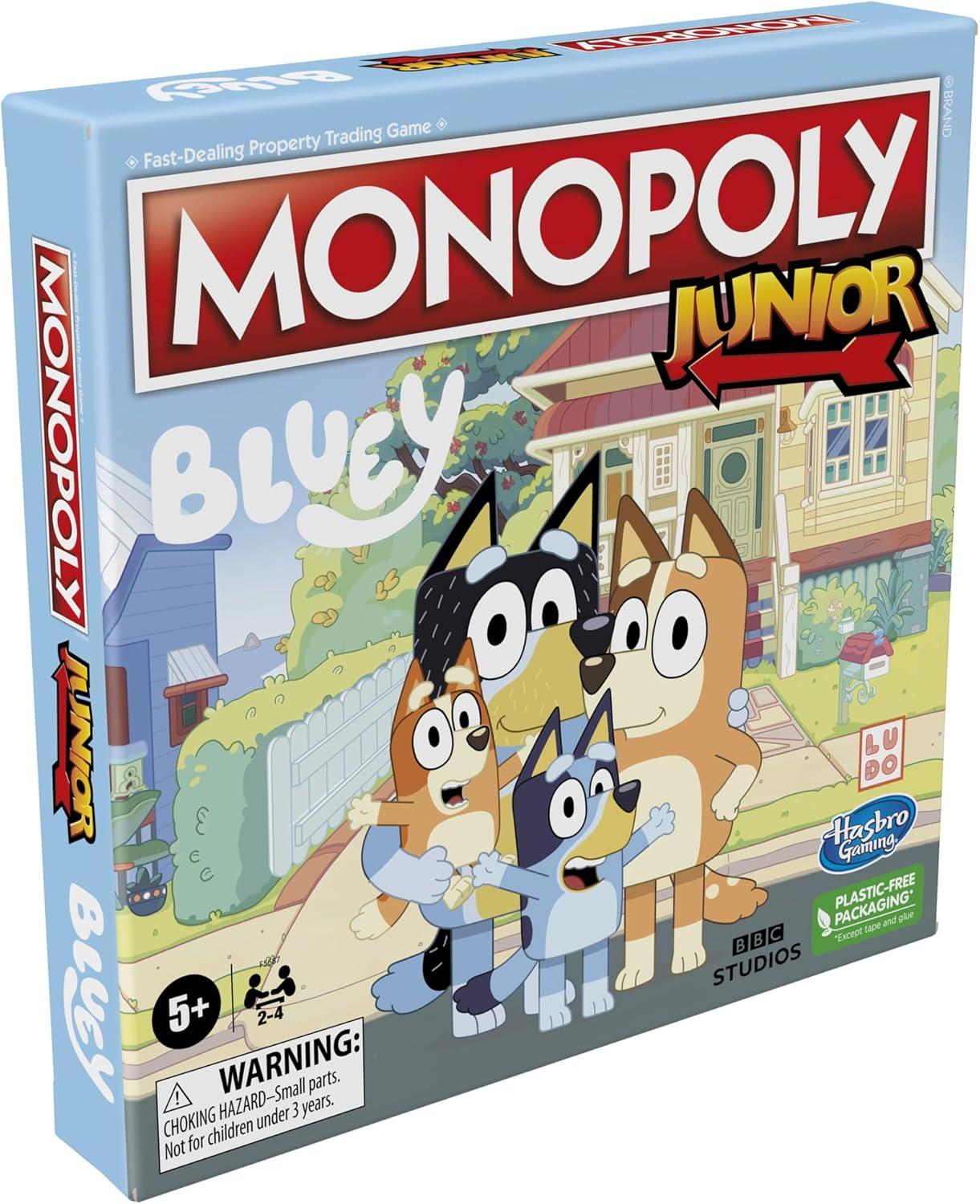 imageHasbro Gaming Monopoly Junior Bluey Edition Board Game Kids Play as Bluey Bingo Mum ampamp Dad for Girls ampamp Boys Ages 5 Amazon Exclusive