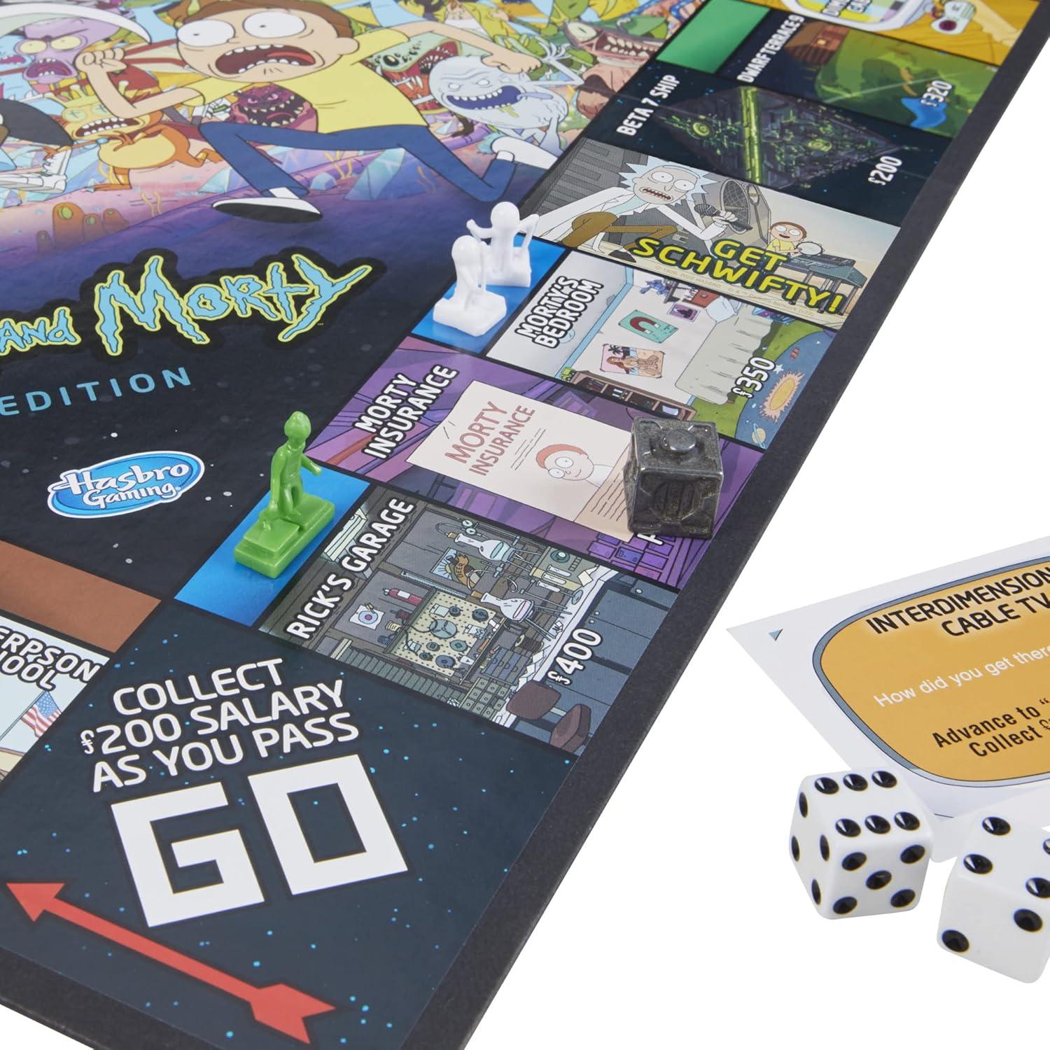 imageHasbro Gaming Monopoly Rick and Morty Edition Board Game Cartoon Network Game for Families and Teens 17 Includes Collectible Monopoly Tokens Amazon Exclusive
