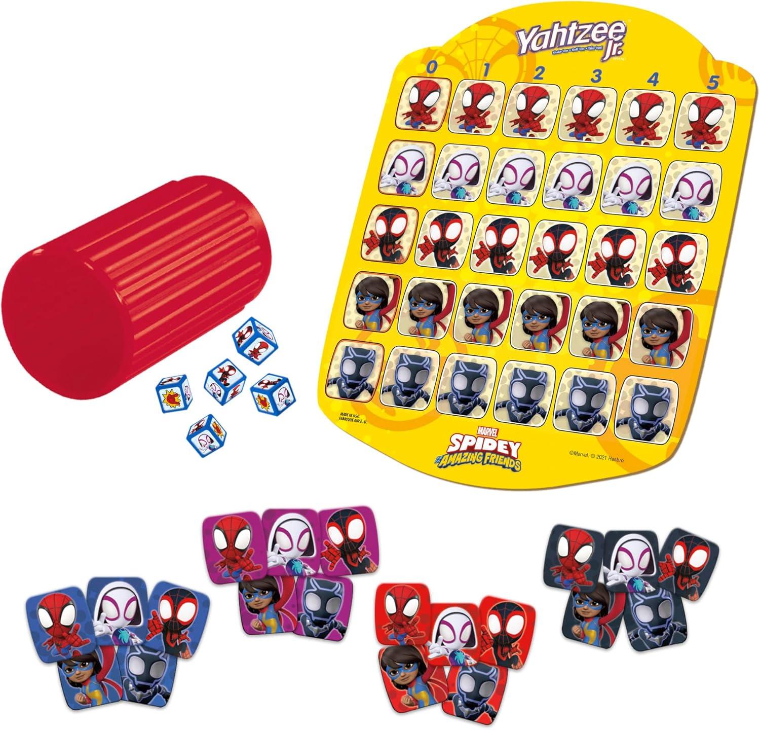 imageHasbro Gaming Spidey and His Amazing Friends Yahtzee JrMarvel Edition Board Game for Kids Ages 4 and Up Amazon Exclusive