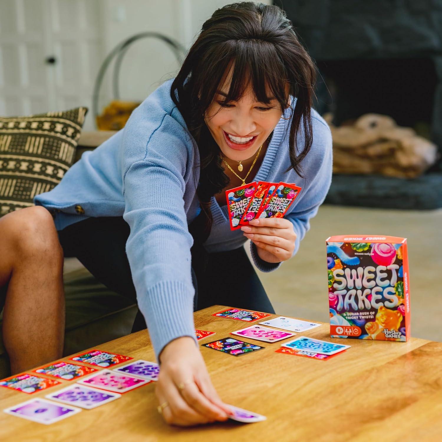 imageHasbro Gaming Sweet Takes Game Candy Themed Family Card Game for Kids Teens and Adults 2 to 5 Players 30 Mins Fun Summer Activities Vacation Travel Essentials Ages 8