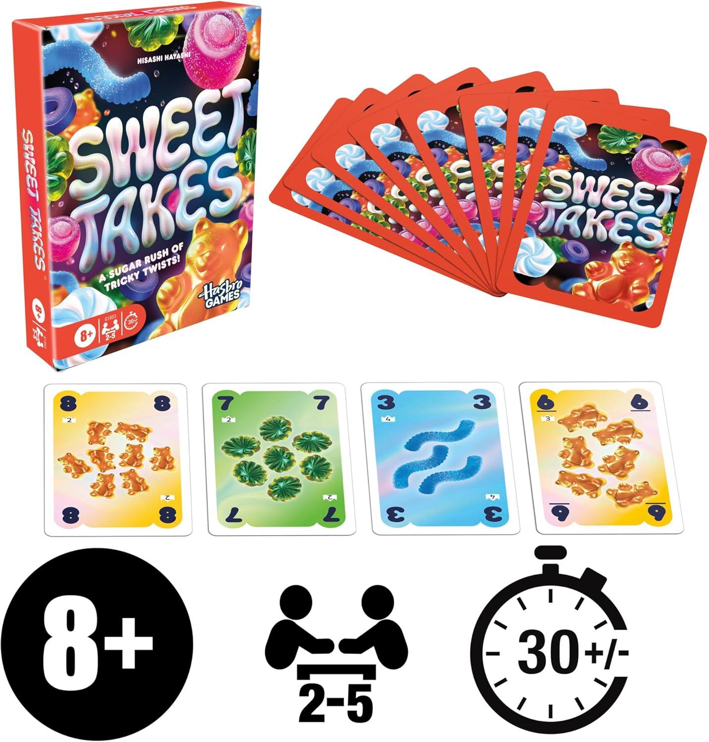 imageHasbro Gaming Sweet Takes Game Candy Themed Family Card Game for Kids Teens and Adults 2 to 5 Players 30 Mins Fun Summer Activities Vacation Travel Essentials Ages 8