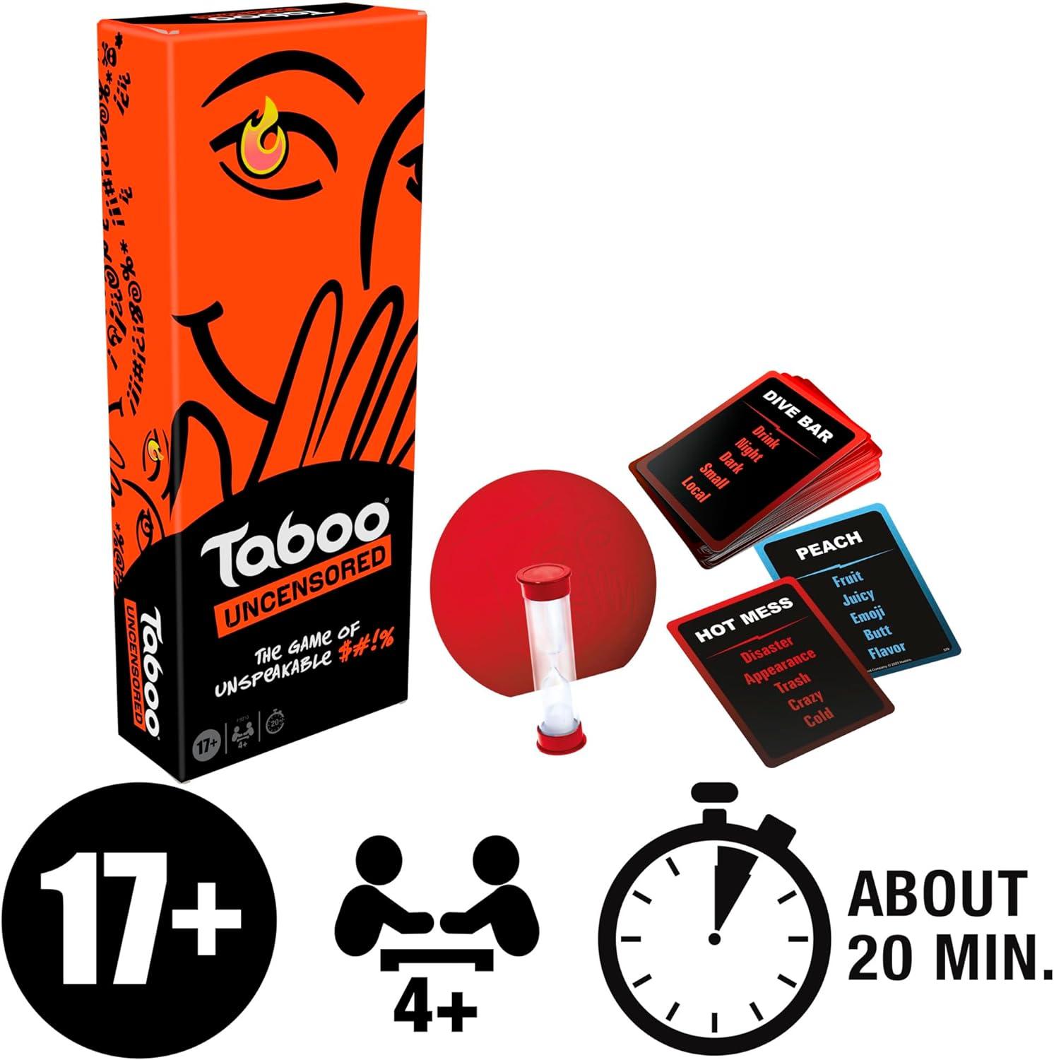imageHasbro Gaming Taboo Uncensored Board Game for Adults Only Ages 17 4 Players 20 Mins Avg Hilarious NSFW Party Games for Adults