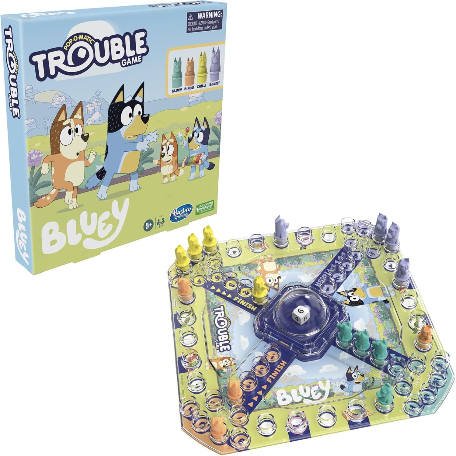 imageHasbro Gaming Trouble Bluey Edition Board Game for Kids 24 Players Race Bluey Bingo Bandit or Chilli to The Finish Ages 5 and Up Amazon Exclusive1 unit