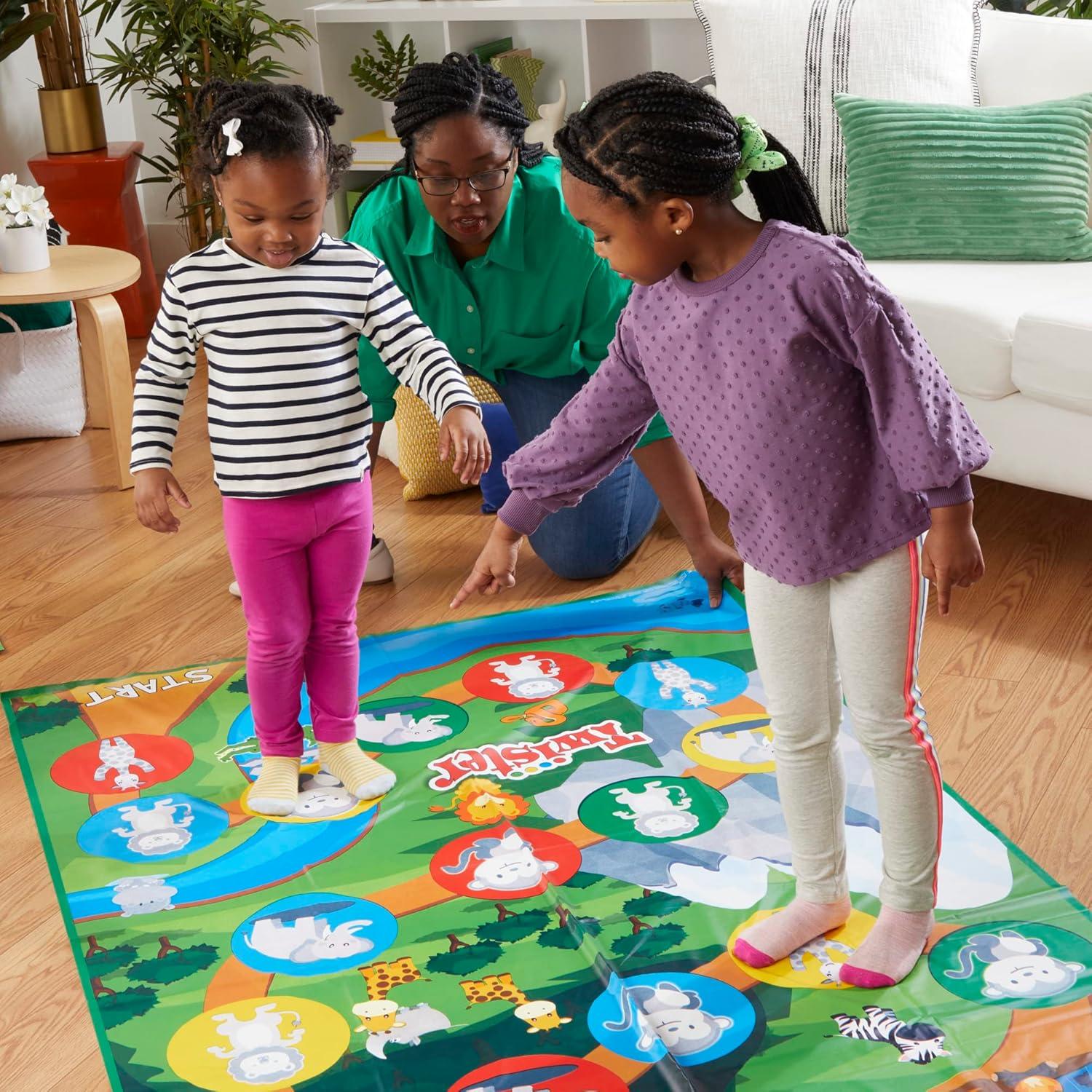 imageHasbro Gaming Twister Junior Game Animal Adventure 2Sided Mat 2 Games in 1 Party Game for Kids Ages 3 and Up and 24 Players Amazon Exclusive