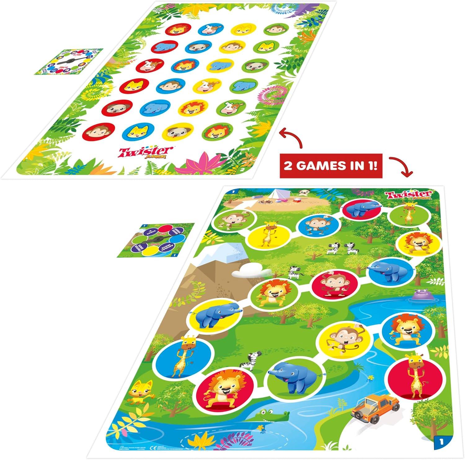 imageHasbro Gaming Twister Junior Game Animal Adventure 2Sided Mat 2 Games in 1 Party Game for Kids Ages 3 and Up and 24 Players Amazon Exclusive