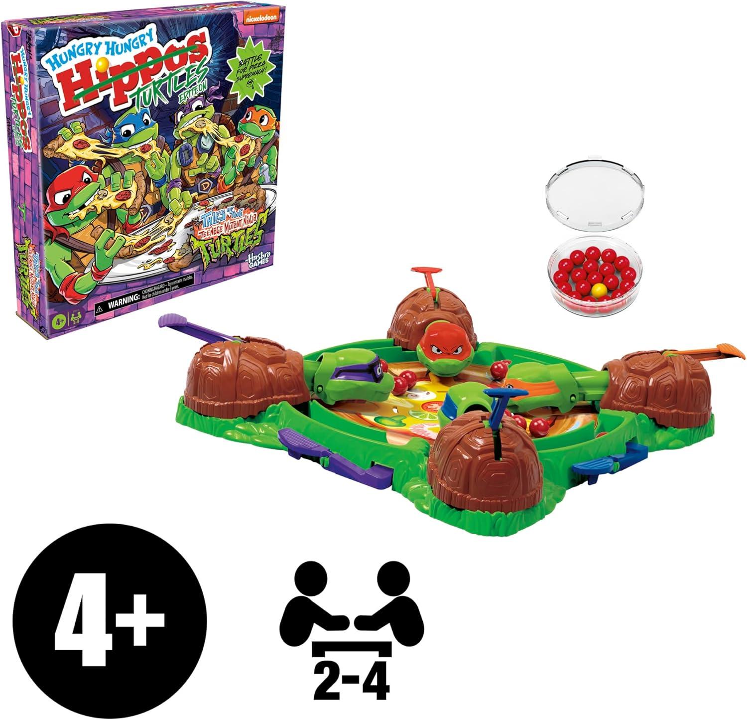 imageHungry Hungry Hippos Teenage Mutant Ninja Turtles Edition Game Ages 4 and Up 2 to 4 Players Kids Board Games Gifts for Preschoolers Amazon Exclusive