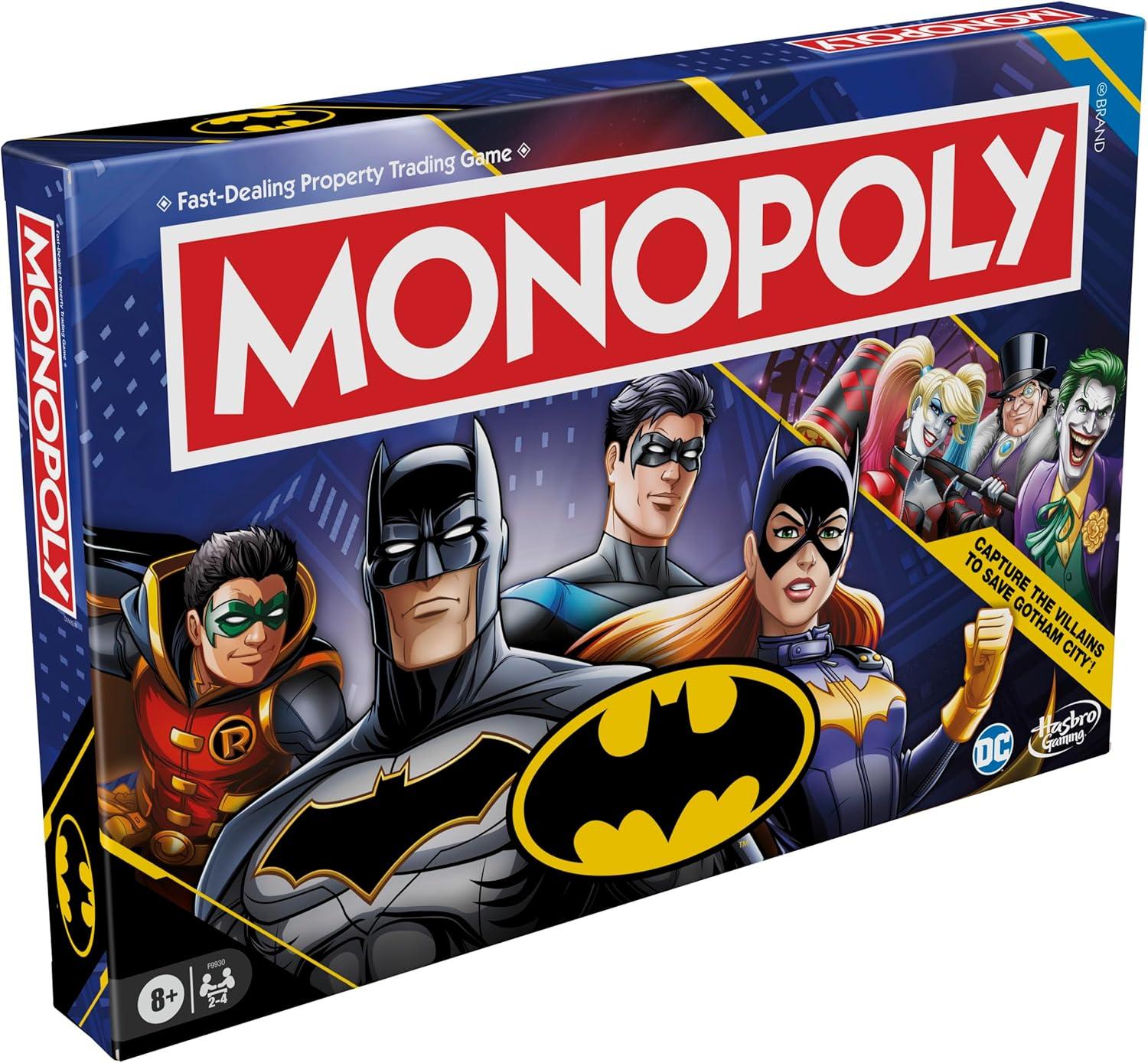 imageMonopoly Batman Edition Board Game Monopoly Game for Batman Fans Ages 8 and Up 2 to 4 Players Family Games Strategy Games for Kids and Adults Amazon Exclusive