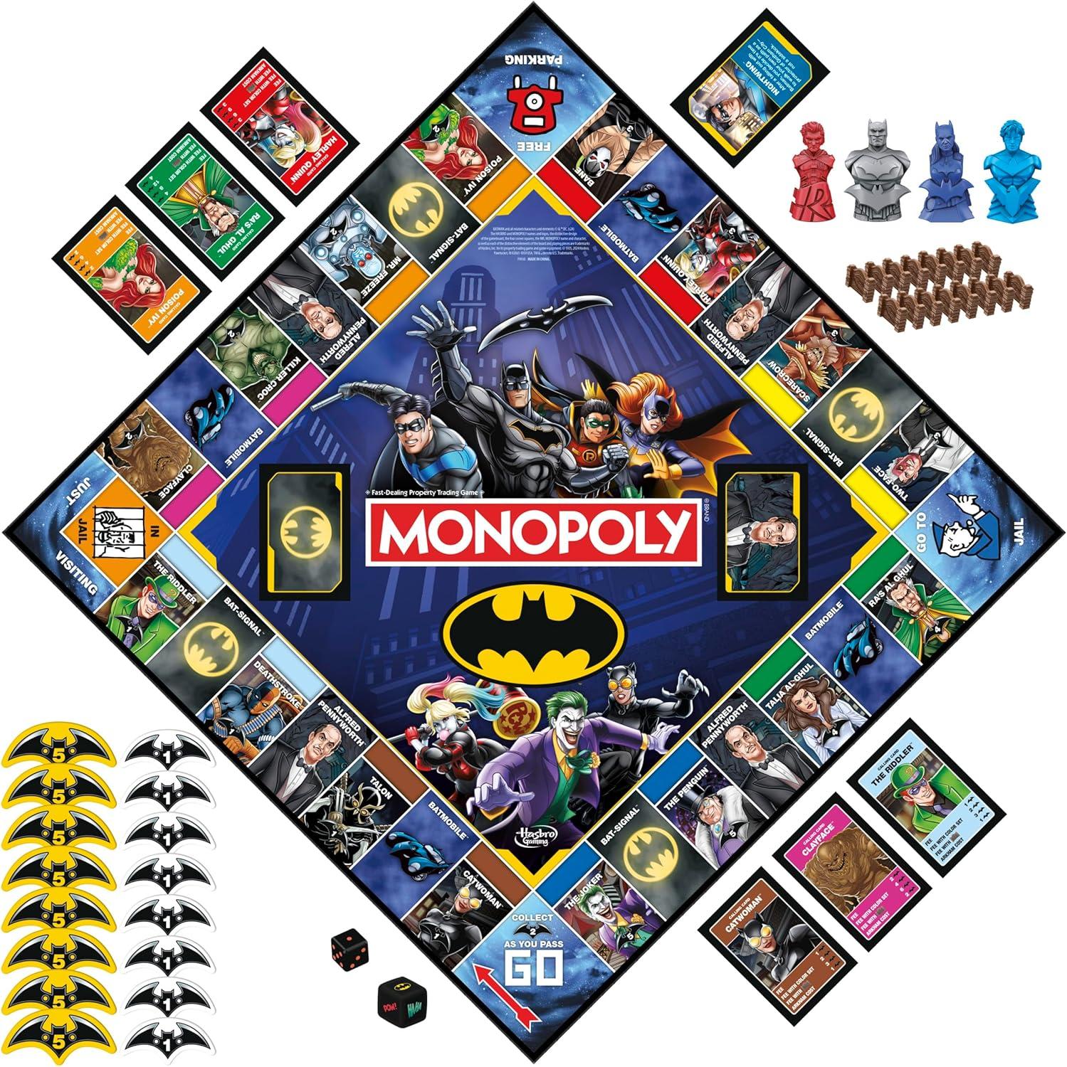 imageMonopoly Batman Edition Board Game Monopoly Game for Batman Fans Ages 8 and Up 2 to 4 Players Family Games Strategy Games for Kids and Adults Amazon Exclusive