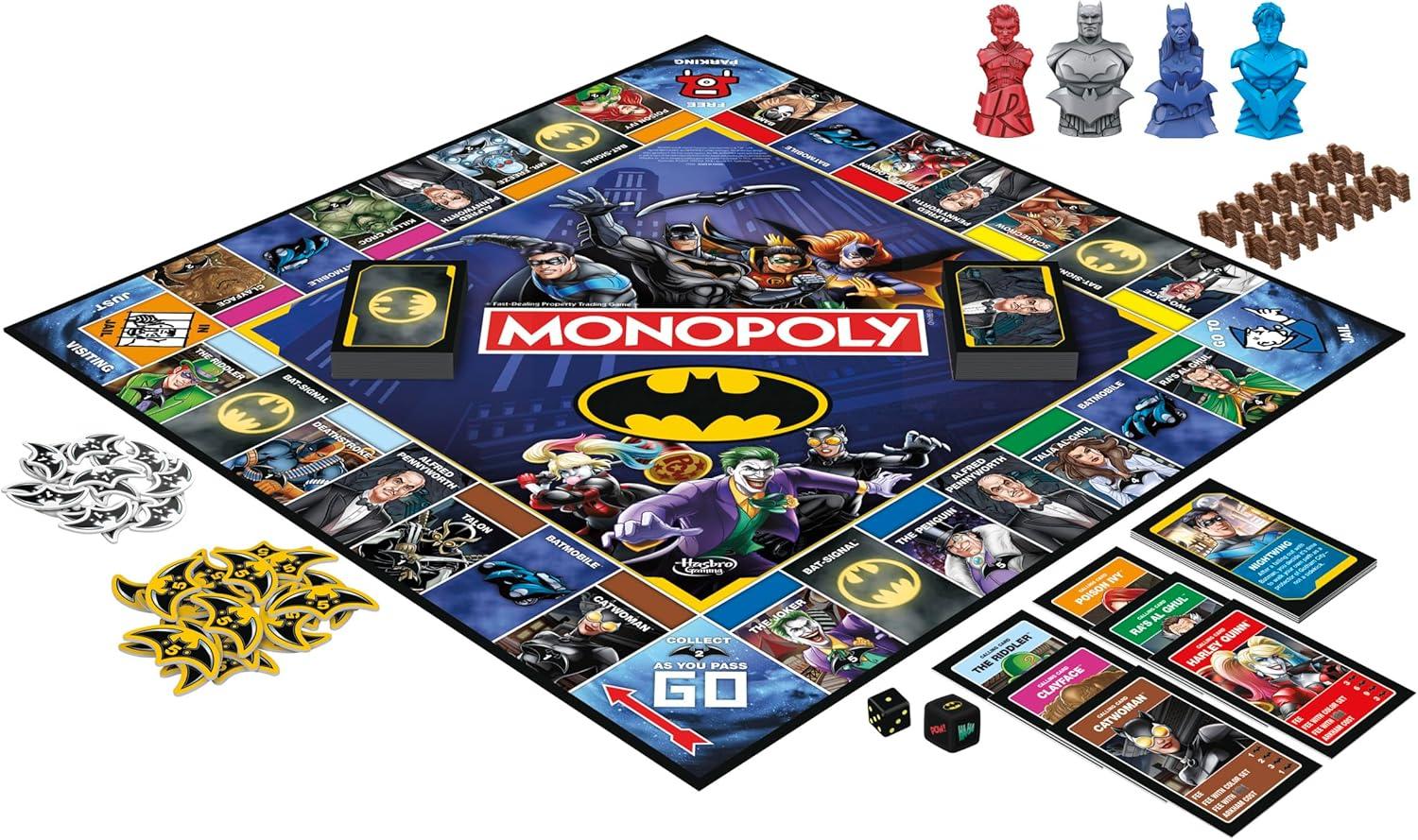 imageMonopoly Batman Edition Board Game Monopoly Game for Batman Fans Ages 8 and Up 2 to 4 Players Family Games Strategy Games for Kids and Adults Amazon Exclusive