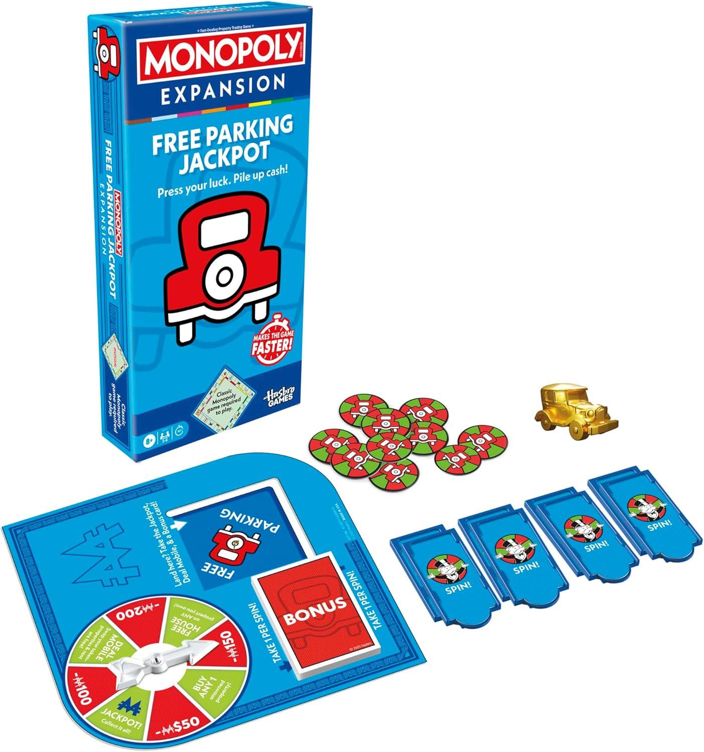 imageMonopoly Buy Everything Expansion Add More Fun to Classic Monopoly Game and Play Faster Ages 8 26 Players 40 Mins Family Board GamesFree Parking Expansion