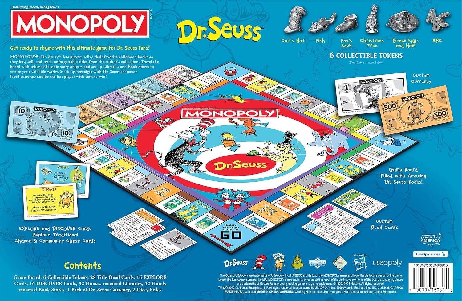 imageMonopoly Dr Seuss Buy Sell Trade Dr Seuss Books Collectible Classic Monopoly Game Featuring Custom Game Board ampamp Artwork OfficiallyLicensed Dr Seuss Game ampamp Merchandise
