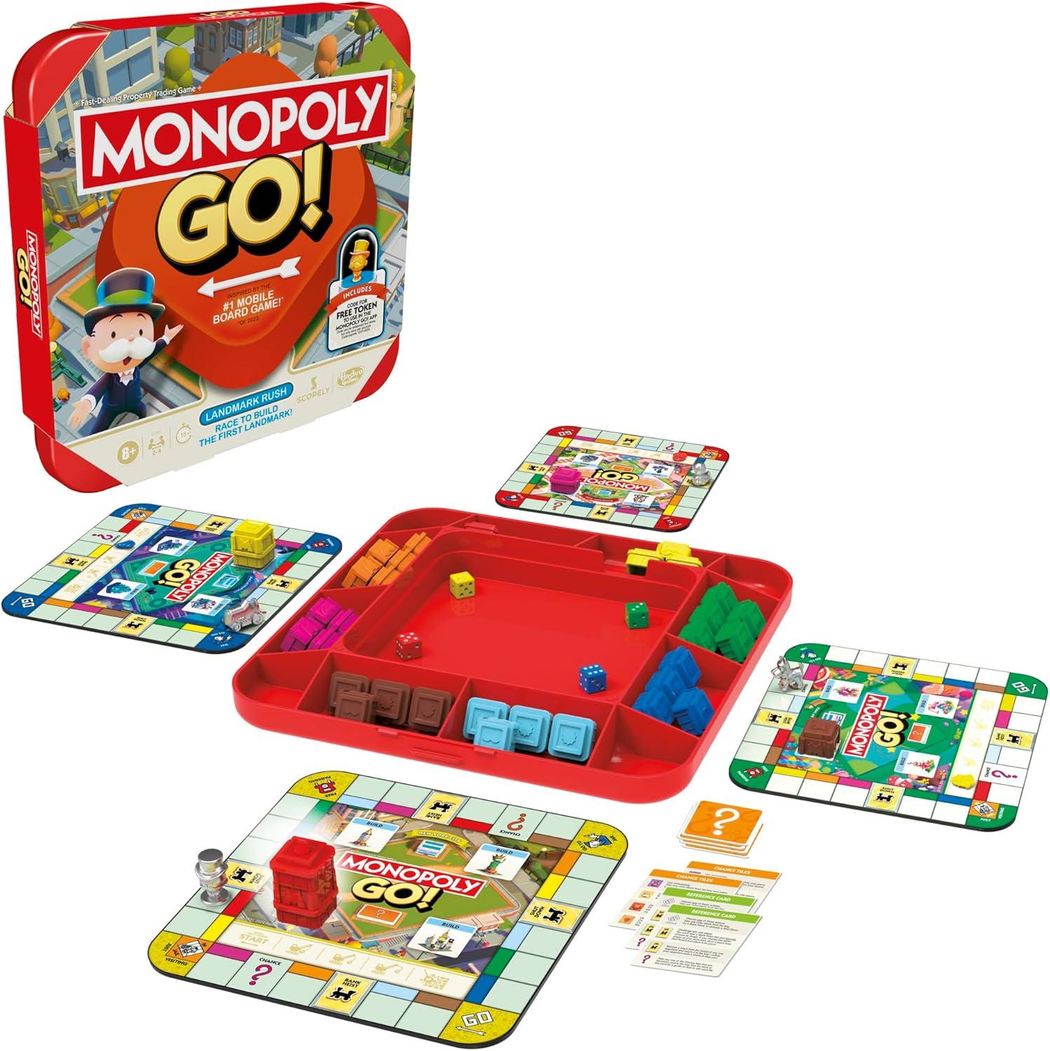imageMonopoly GO Board Game Inspired by The Popular Mobile Board Game Ages 8 24 Players 15 Mins Family Games Travel Games for Kids and Adults