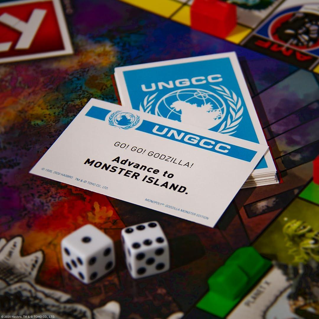 imageMonopoly Godzilla Based on Classic Monster Movie Franchise Godzilla Collectible Monopoly Game Featuring Familiar Locations and Iconic Kaiju Monsters