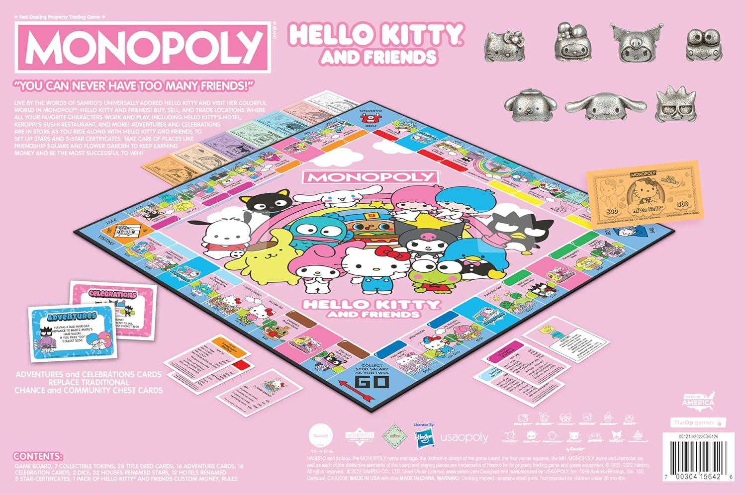 imageMonopoly Hello Kitty and Friends Buy Sell Trade Buildings from The Animated Series Featuring My Melody BadtzMaru Keroppi Classic Monopoly Game OfficiallyLicensed Hello Kitty Merchandise