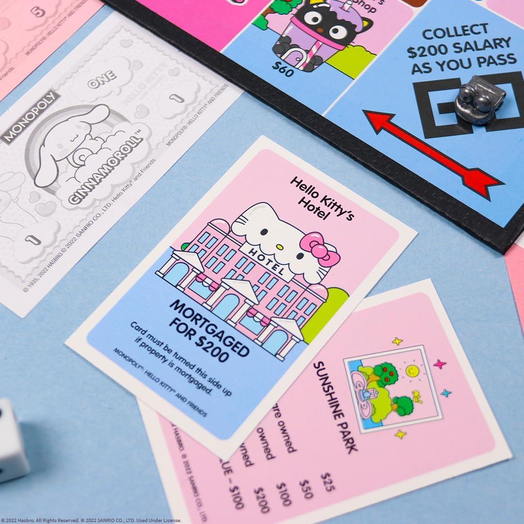 imageMonopoly Hello Kitty and Friends Buy Sell Trade Buildings from The Animated Series Featuring My Melody BadtzMaru Keroppi Classic Monopoly Game OfficiallyLicensed Hello Kitty Merchandise