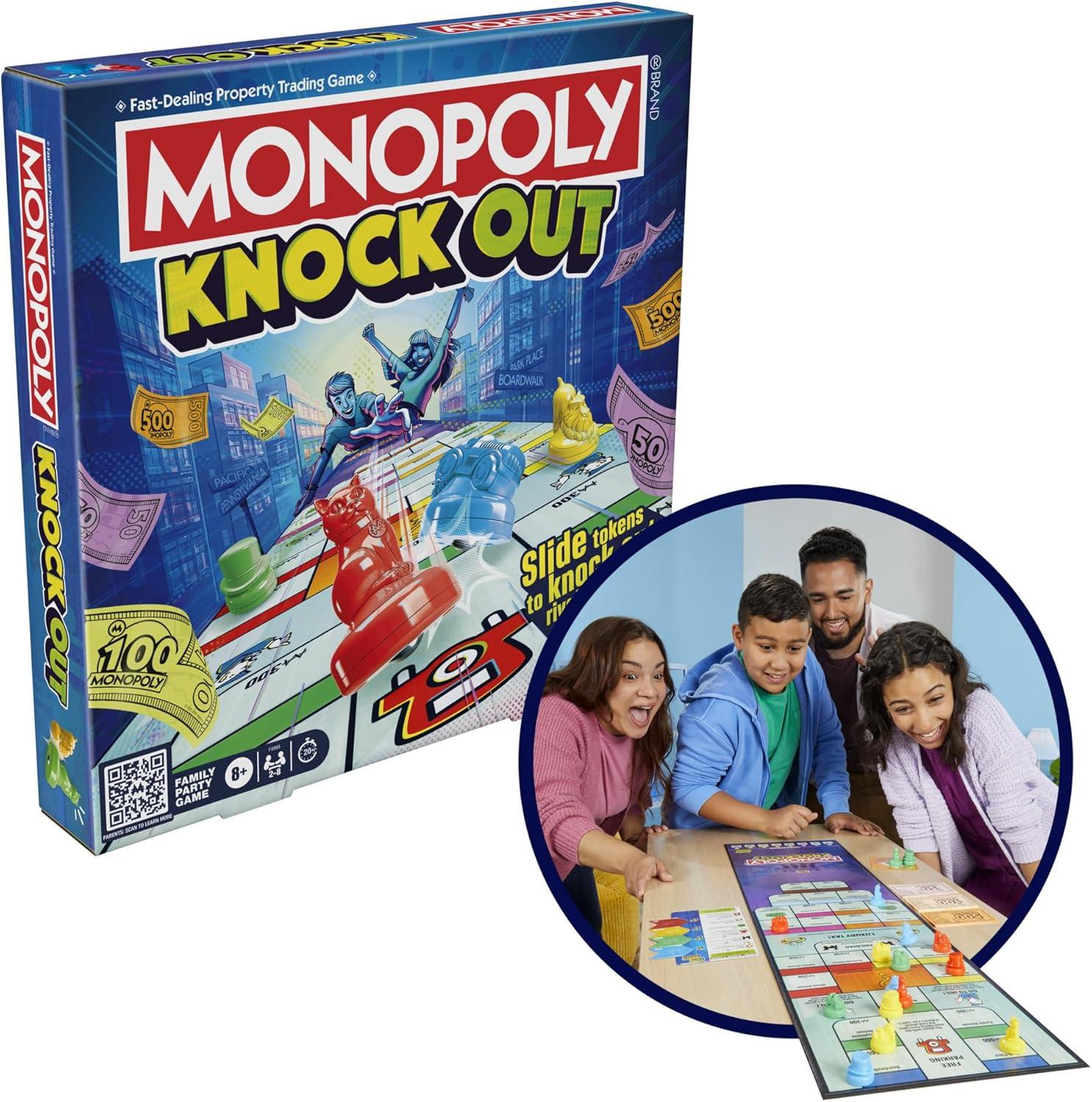 imageMonopoly Knockout Board Game 28 Players 20 Mins Average QuickPlaying Family Games for Kids Teens and Adults Ages 8
