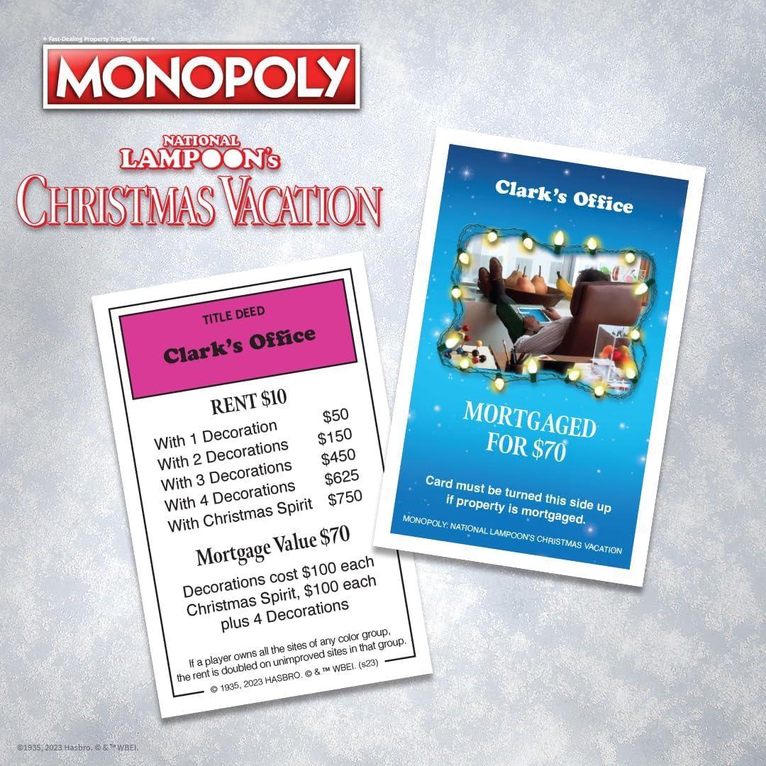 imageMonopoly National Lampoons Christmas Vacation Featuring Themed Tokens Squirrel Egg Nog Glass Chainsaw ampamp More 26 Players Ages 15 Play Time 60 Officially Licensed National Lampoons Board Game