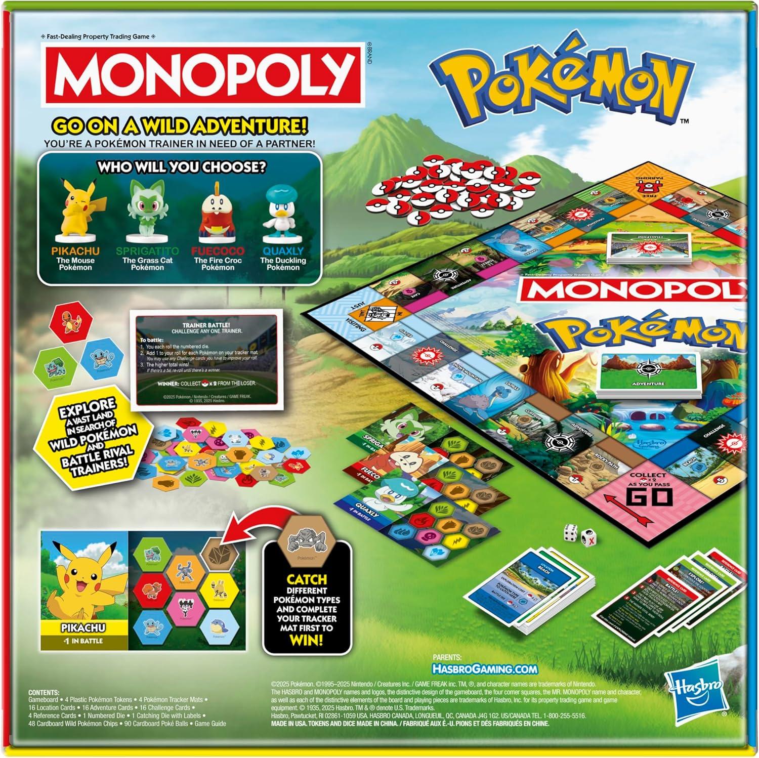 imageMonopoly Pokmon Edition Board Game Ages 8 and Up 2 to 4 Players Kids Games for Pokmon Fans Fun Family Games 45 Mins Avg