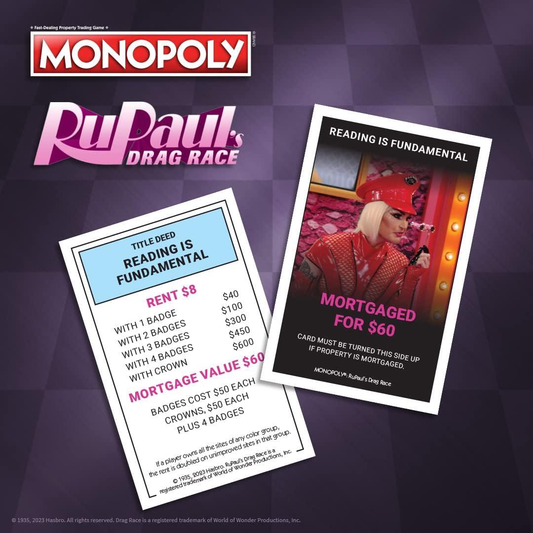 imageMonopoly RuPauls Drag Race Officially Licensed Collectible Board Game Play as Checkered Flag Lipstick Roll of Duct Tape and More Based On Hit Reality TV Series for 6 Players