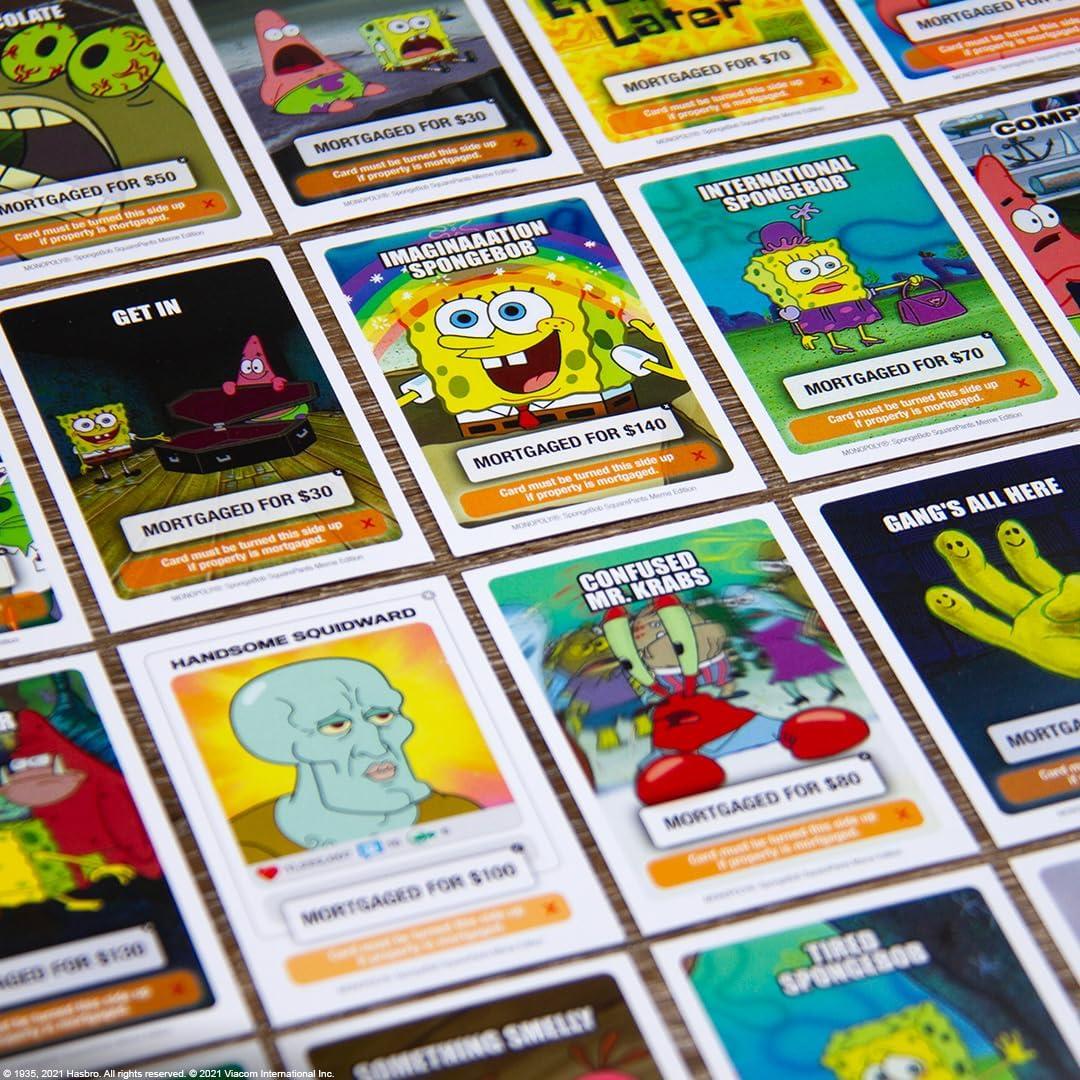 imageMonopoly Spongebob Squarepants Meme Edition Based on Nickelodeon Show Featuring Familiar Memes of Locations Episodes and Characters OfficiallyLicensed ampamp Collectible Monopoly