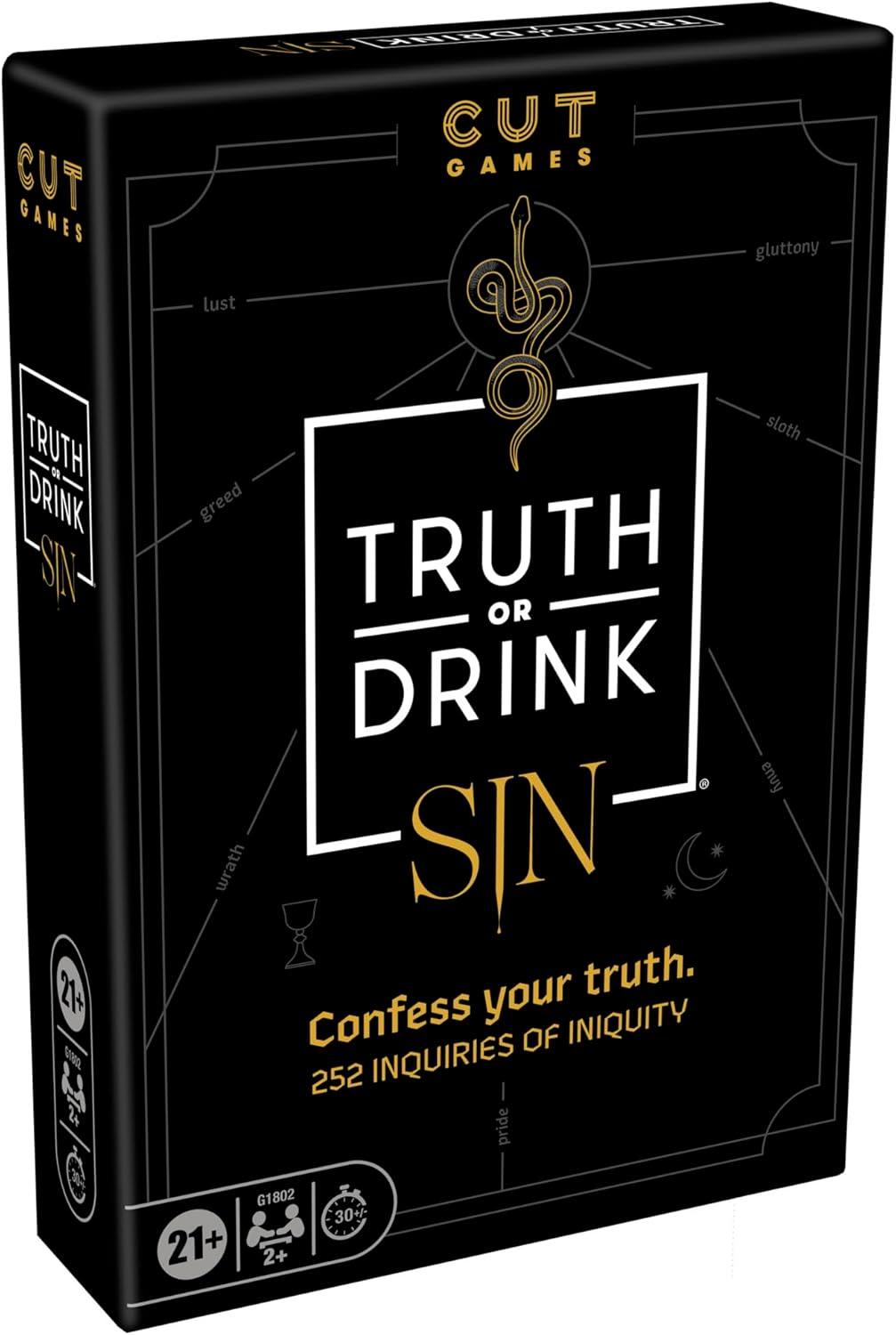 imageTruth or Drink Sin Edition Adult Party Game by Cut 250 Questions Inspired by 7 Deadly Sins Ages 21 2 Players 30 Mins StandAlone or Expansion