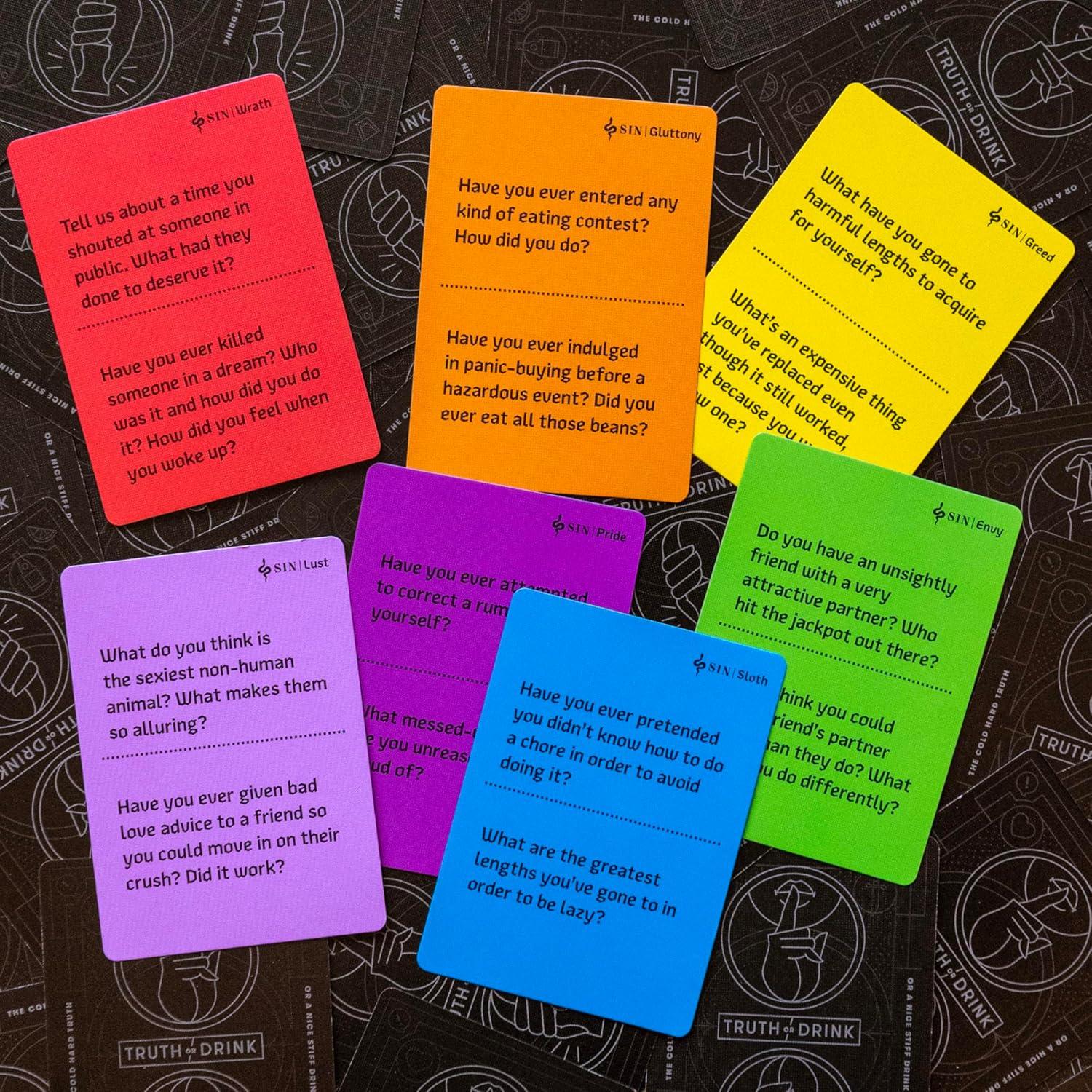 imageTruth or Drink Sin Edition Adult Party Game by Cut 250 Questions Inspired by 7 Deadly Sins Ages 21 2 Players 30 Mins StandAlone or Expansion