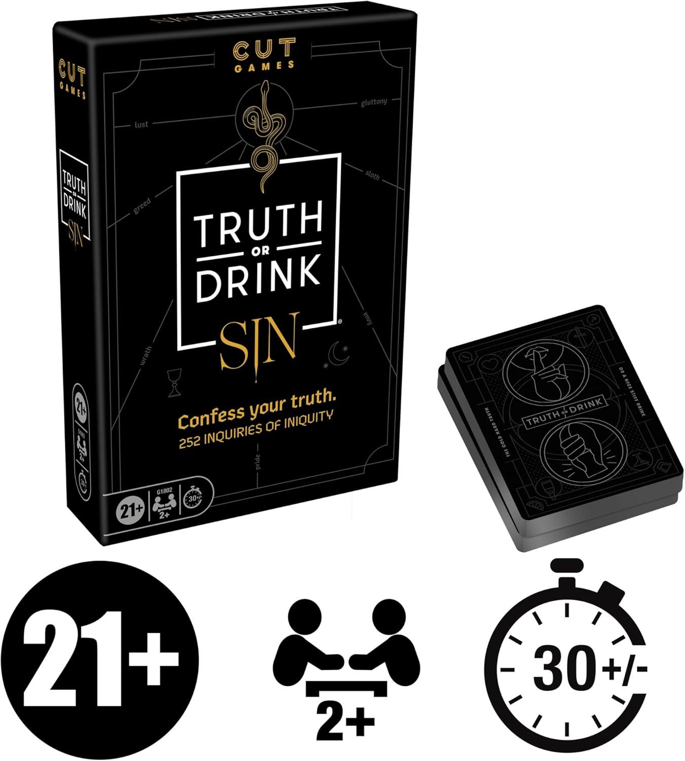 imageTruth or Drink Sin Edition Adult Party Game by Cut 250 Questions Inspired by 7 Deadly Sins Ages 21 2 Players 30 Mins StandAlone or Expansion