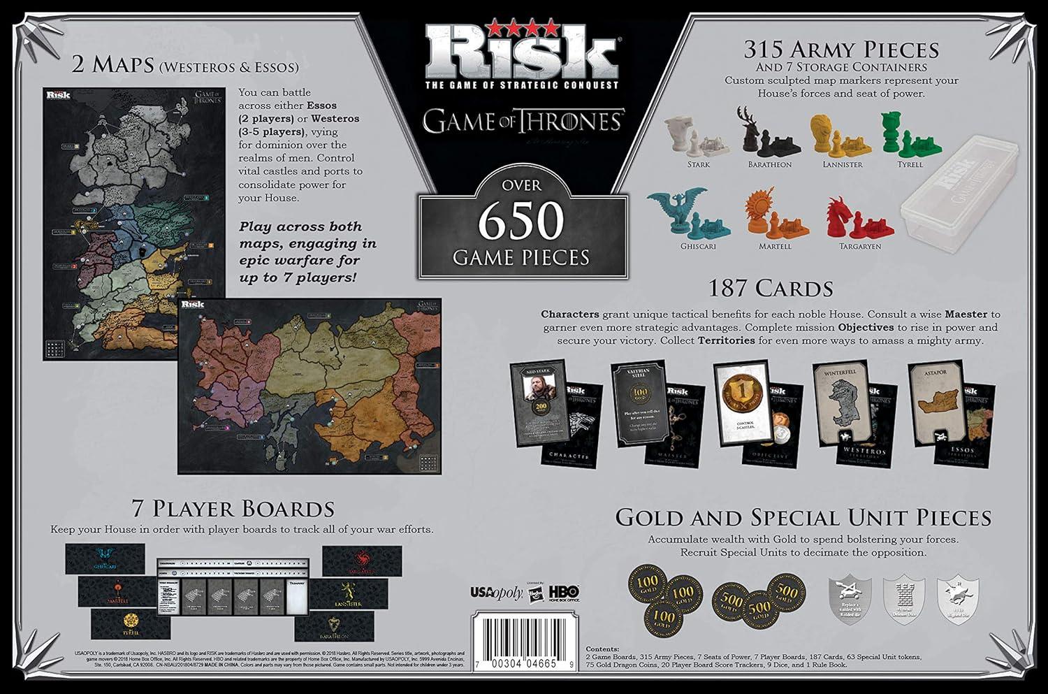 imageUSAOPOLY Risk Themed Game of Thrones Strategy Board Game for Game of Thrones Fans Official Merchandise Based on The TV Show on HBO Orignal Color