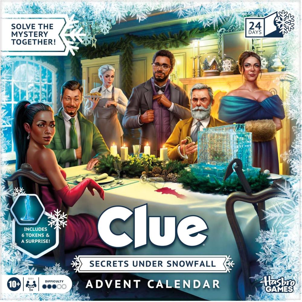 imageClue Advent Calendar Secrets Under Snowfall 24 Days Family Mystery Games with 6 WinterThemed Tokens and Surprise Ages 10 1 Players