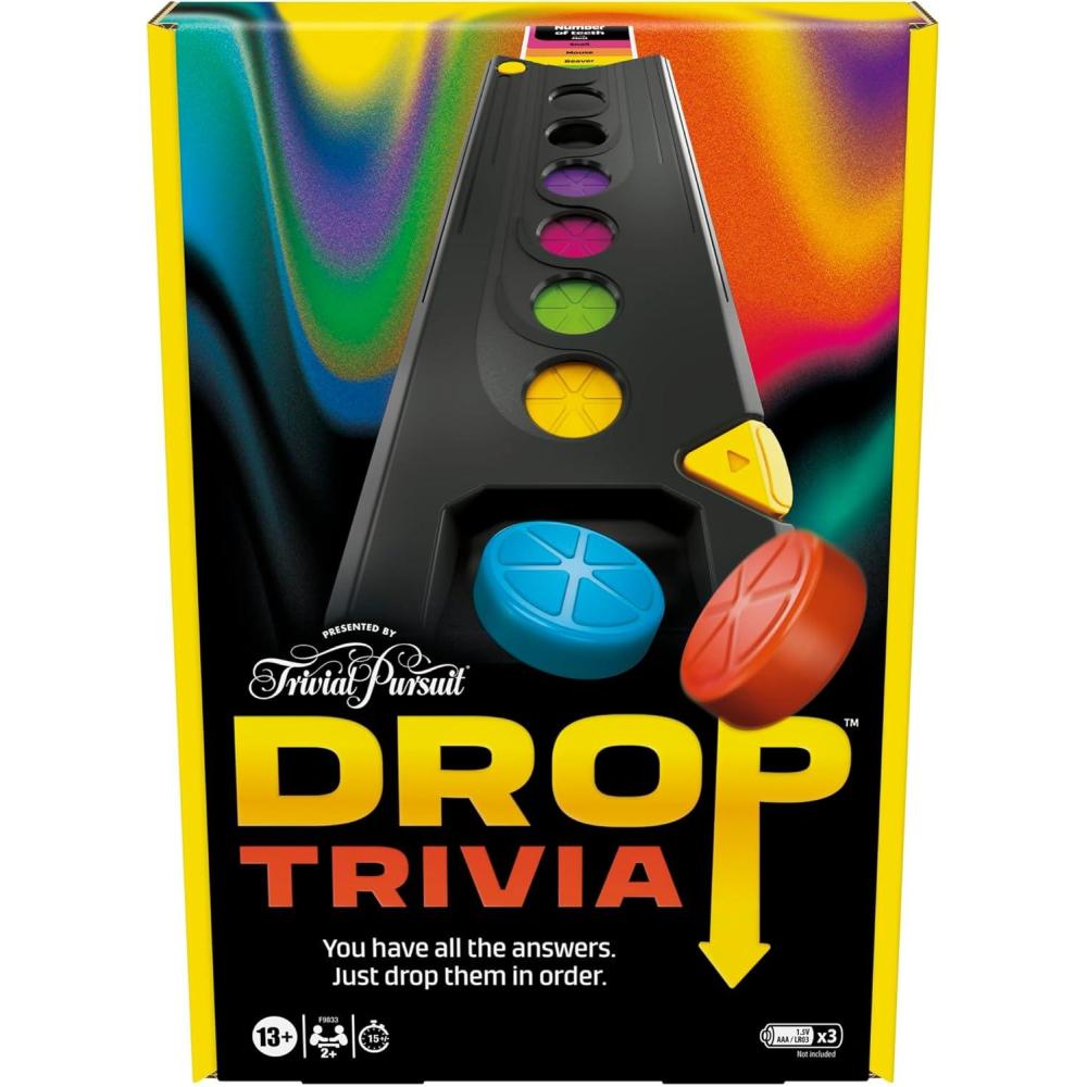 imageDrop Trivia Game Electronic Party Game with Voice and Sounds Ages 13 2 or More Players 15 Mins from Trivial Pursuit Party Board GamesDrop Trivia