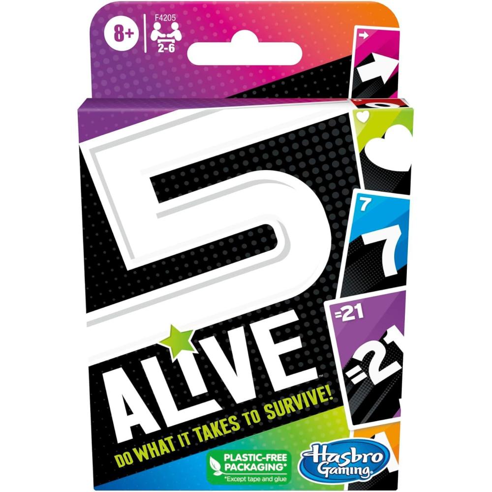 imageHasbro Gaming 5 Alive Card Game FastPaced Game for Kids and Families Easy to Learn 2 to 6 Players Fun Summer Activities Vacation Travel Essentials Ages 8