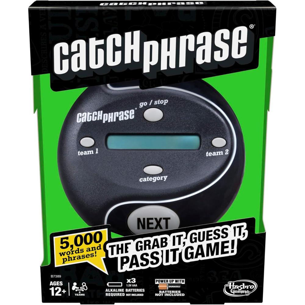 imageHasbro Gaming Catch Phrase Electronic Game  Fun Active Handheld Party Games for Adults Teens and Kids  4 or More Players 2 Teams  Portable Summer Travel Activities  Ages 12 Amazon Exclusive