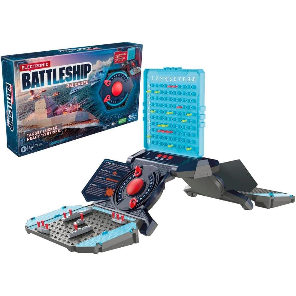 imageHasbro Gaming Electronic Battleship Reloaded Board Game Naval Combat Strategy Game with Sounds Lights Special Attacks Ages 8 and Up 12 Players