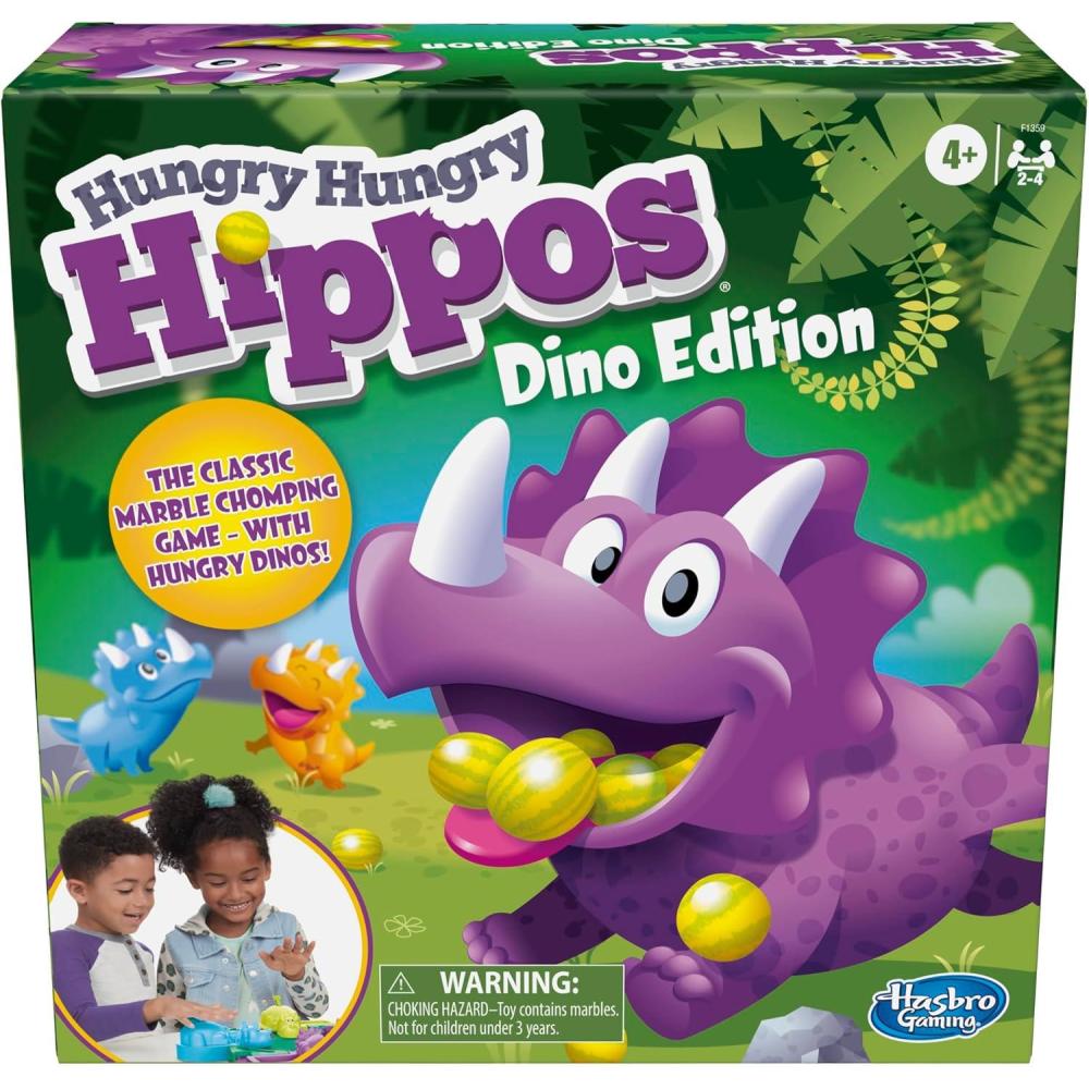 imageHasbro Gaming Hungry Hungry Hippos Dino Edition Board Game PreSchool Game for Ages 4 and Up for 2 to 4 Players Amazon ExclusiveBoard Game