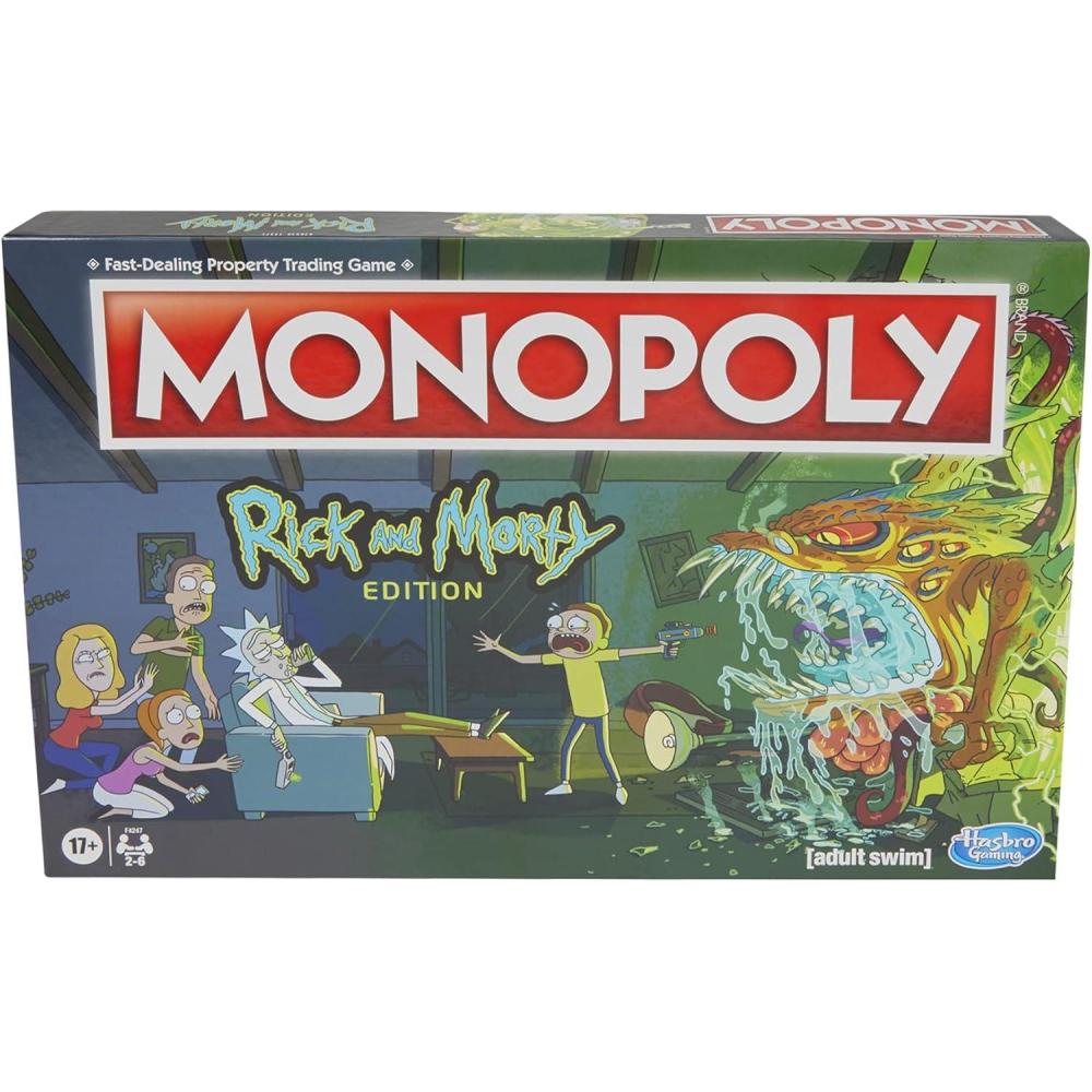 imageHasbro Gaming Monopoly Rick and Morty Edition Board Game Cartoon Network Game for Families and Teens 17 Includes Collectible Monopoly Tokens Amazon Exclusive