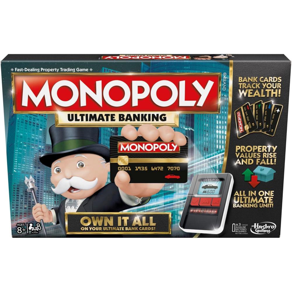 imageHasbro Gaming Monopoly Ultimate Banking Edition Board Game for Families and Kids Ages 8 and Up Electronic Banking Unit Amazon Exclusiveexclusive