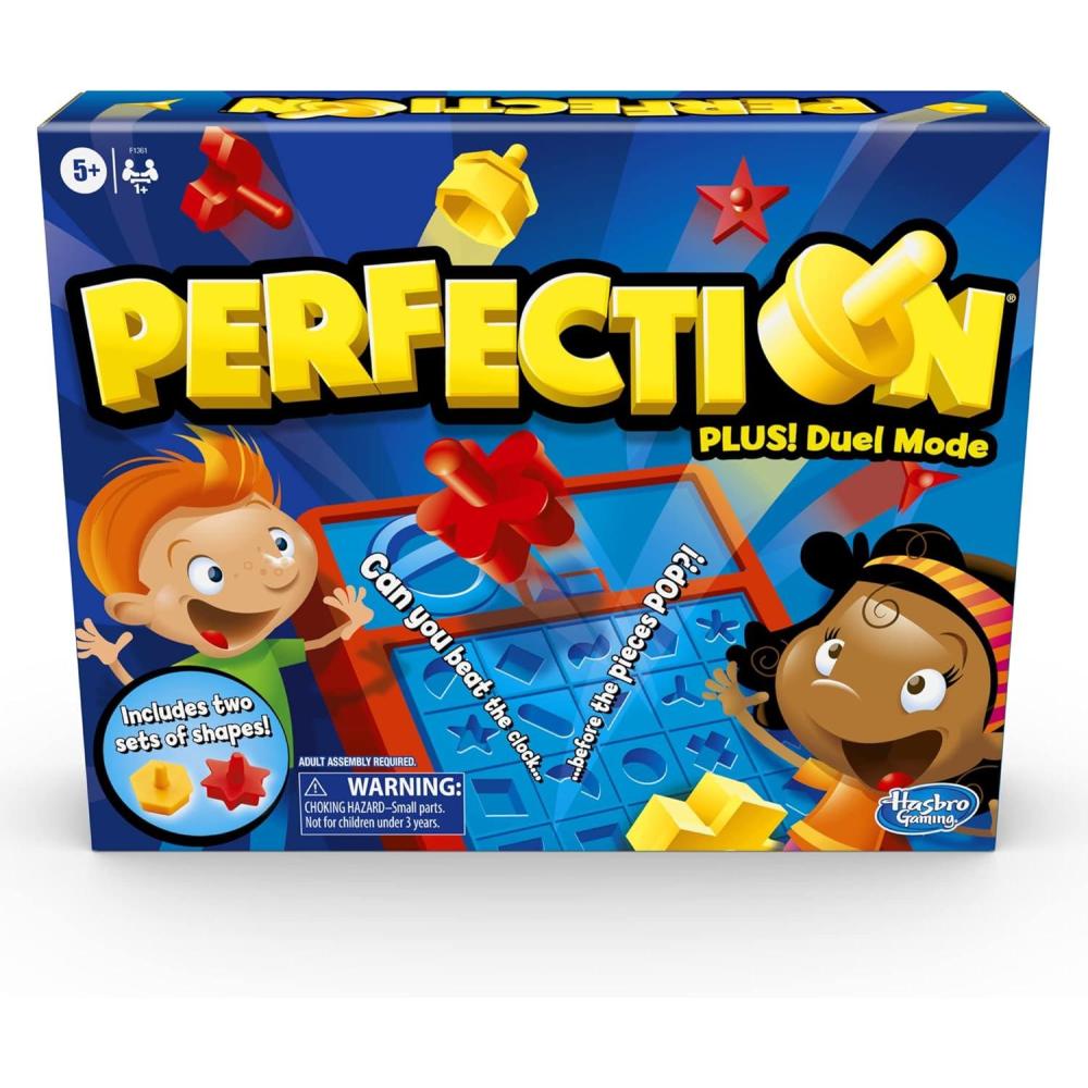 imageHasbro Gaming Perfection Plus 2Player Duel Mode Popping Shapes and Pieces Ages 5 and Up Amazon Exclusive