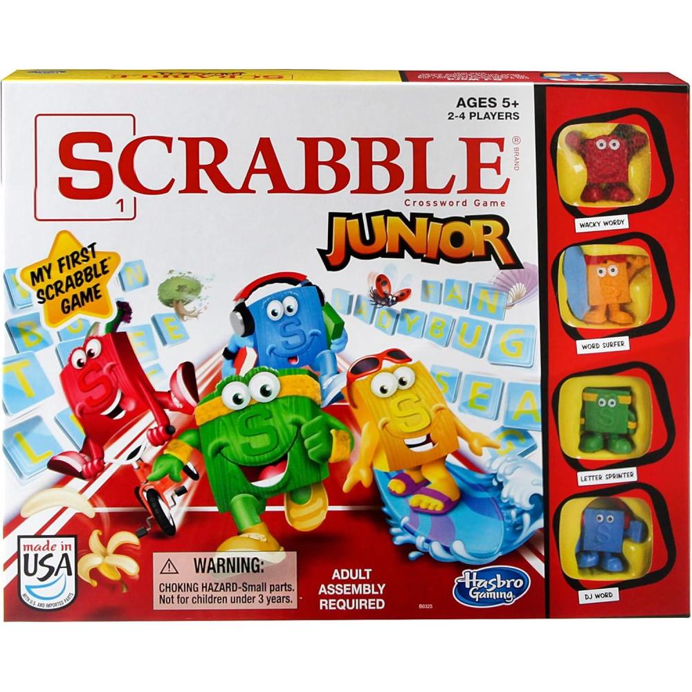 imageHasbro Gaming Scrabble Junior Board Game 24 Players Family Educational Word Games for Kids Back to School Gifts for Classroom Ages 5